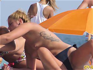 hot bathing suit teens g-string braless hidden cam Spy Beach