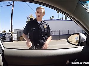 CAUGHT! dark-hued female gets splattered deepthroating off a cop